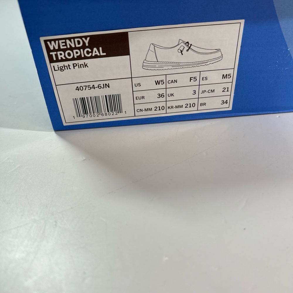 Hey Dude Wendy Light Pink Tropical Womens Sz 5  Slip On Shoes Brand New In Box - Picture 13 of 13